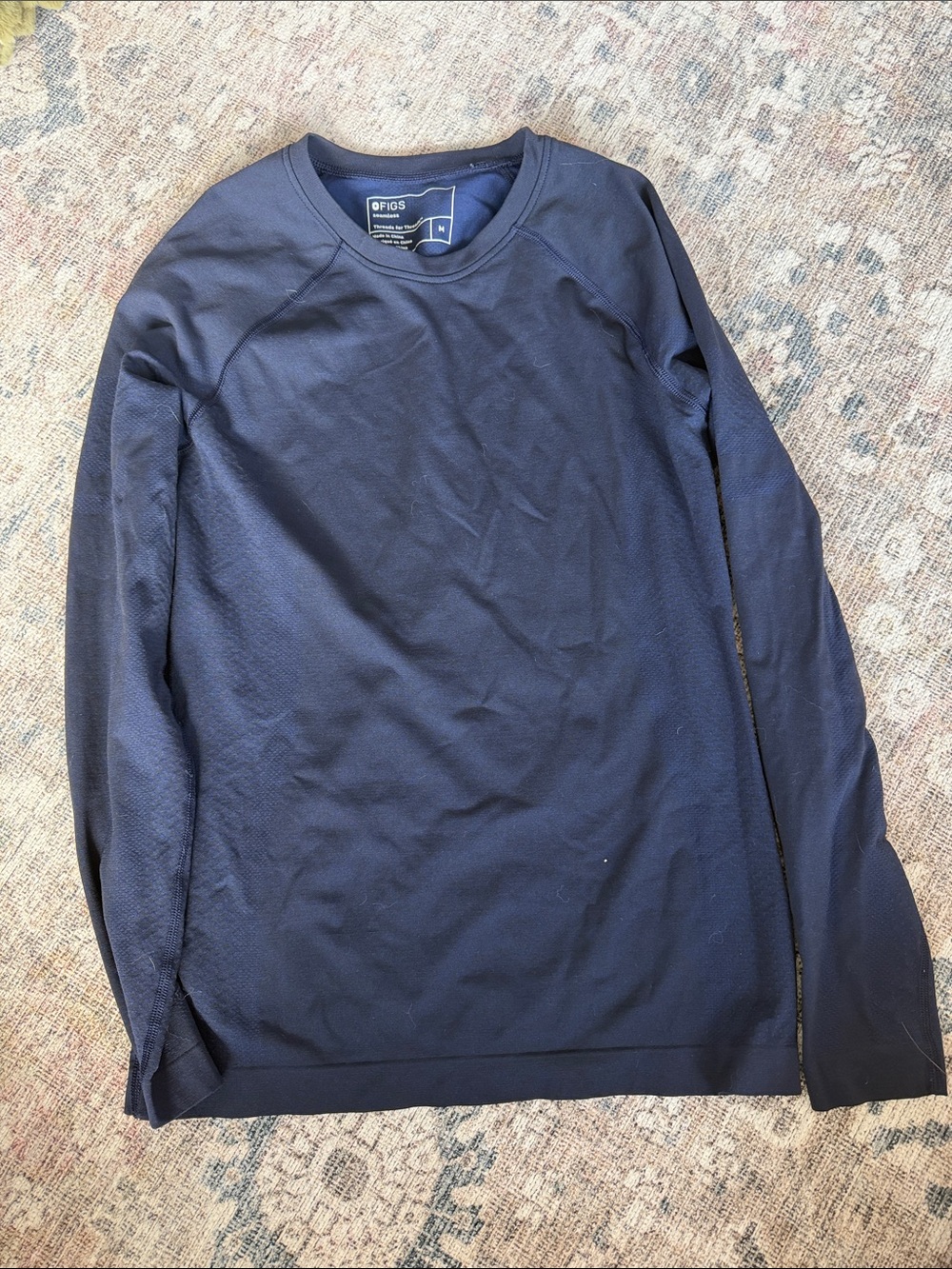 Figs  Long Sleeve Crew Neck Shirt - Navy Blue
